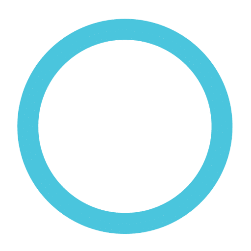 A simple, blue circular ring with a thick border set against a white background.
