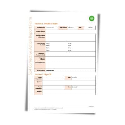 An image of a Corrective Action Report Form 514. The form is divided into two sections: Details of issue, including problem type, date, time, location, and corrective action; and Sign Off, with spaces for signatures. This Corrective Action Report ensures comprehensive documentation and accountability.