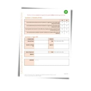 A checklist form titled "External Plant – Machinery and Operator Checklist Form 530" with sections for details of hire and sign-off, including fields for various checks, signatures, and comments.
