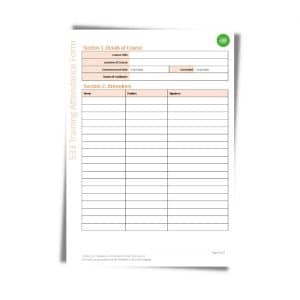 A printed Training Attendance Form 533, featuring sections for course details and attendee information, including fields for name and signature.