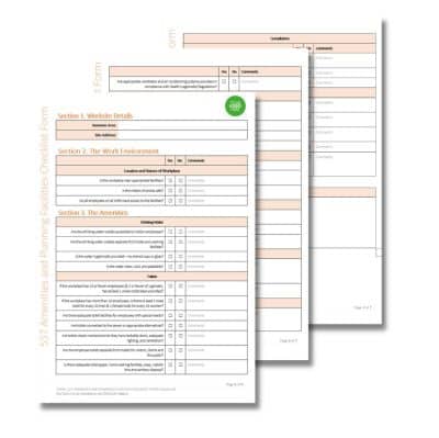 Image of a three-page Facilities Checklist Form titled "Amenities and Planning Facilities Checklist Form 537." Each page contains structured sections with questions, checkboxes, and spaces for comments.