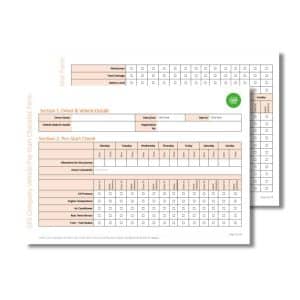 Two pages of the Company Vehicle Pre-start Checklist Form 543, featuring sections for driver and vehicle details, pre-start checks, a list of potential issues, and various checks to be marked daily. Form number 513.