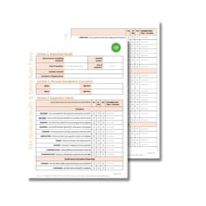 Two pages of the Worksite Health and Safety Audit Form 544 display inspection details, persons involved or consulted, inspection criteria, and a checklist for various procedures with comments.