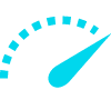 Icon Acceleration ScaleTrac - 5 Blue speedometer icon with needle pointing to the right, indicating high speed or progress.