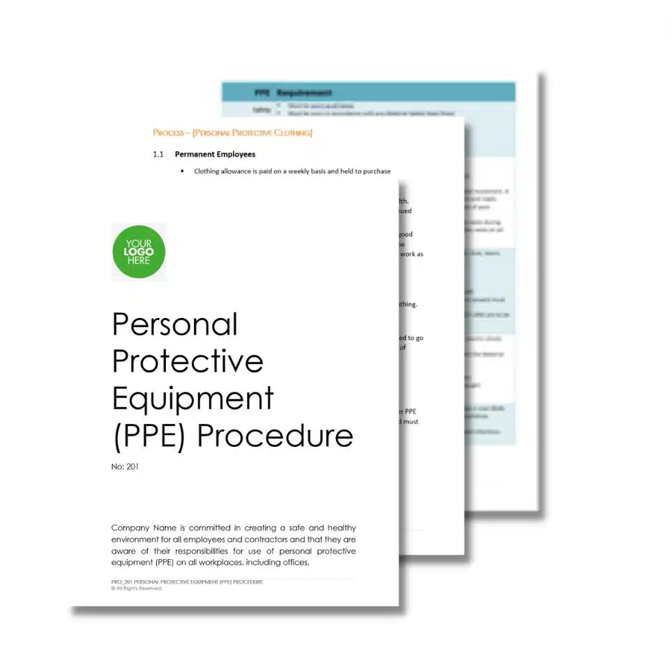 201 PPE procedure.jpg Personal Protective Equipment (PPE) Procedure 201 - 1 Personal Protective Equipment (PPE) Procedure 201 document preview