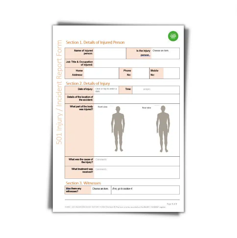 501 Injury Form.jpg Injury/Incident Report Form 501 - 1 Injury/Incident Report Form 501 document preview