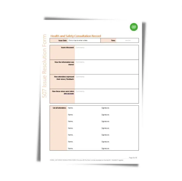 Issue Resolution Form 507 document preview