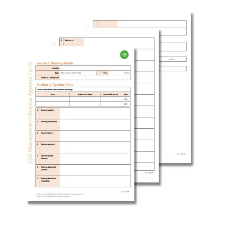 Management Review Agenda Form 518 document preview