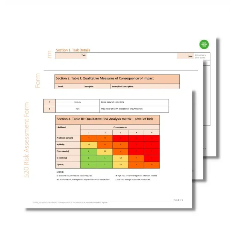 Risk Assessment Form 520 document preview
