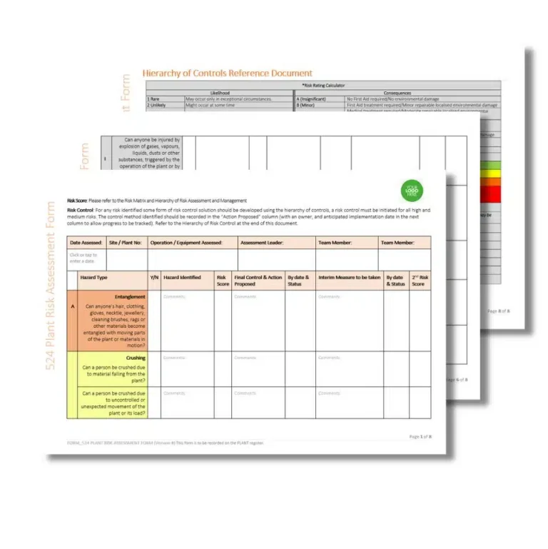 Plant Risk Assessment Form 524 document preview