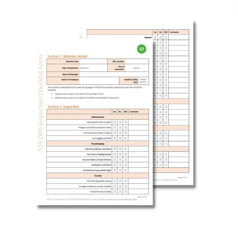 OHS Inspection Checklist Form 529 document preview