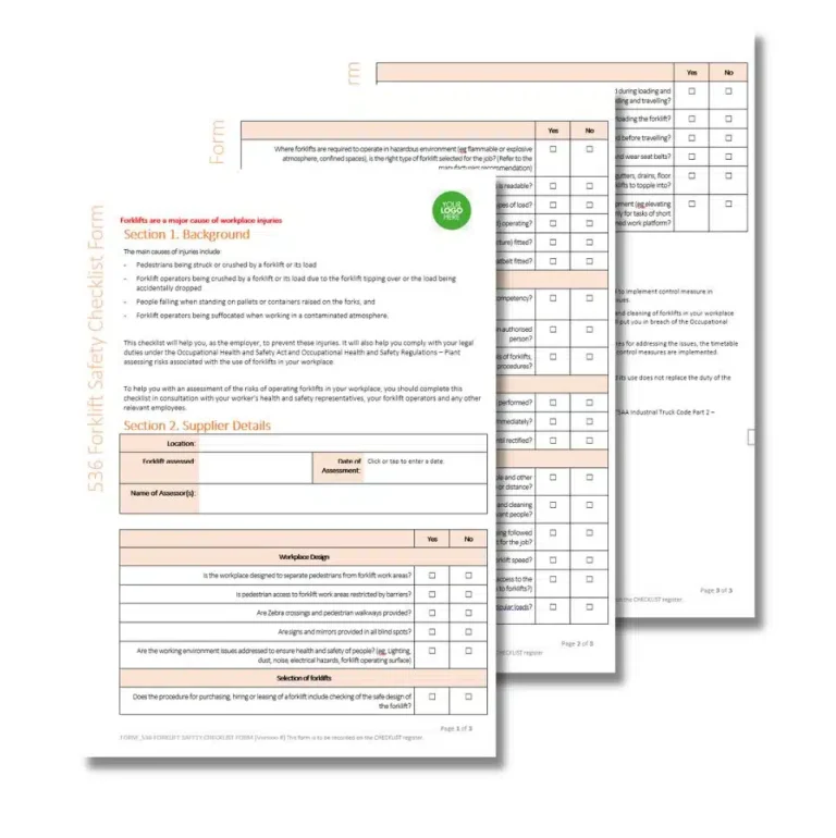 Forklift Safety Checklist Form 536 document preview