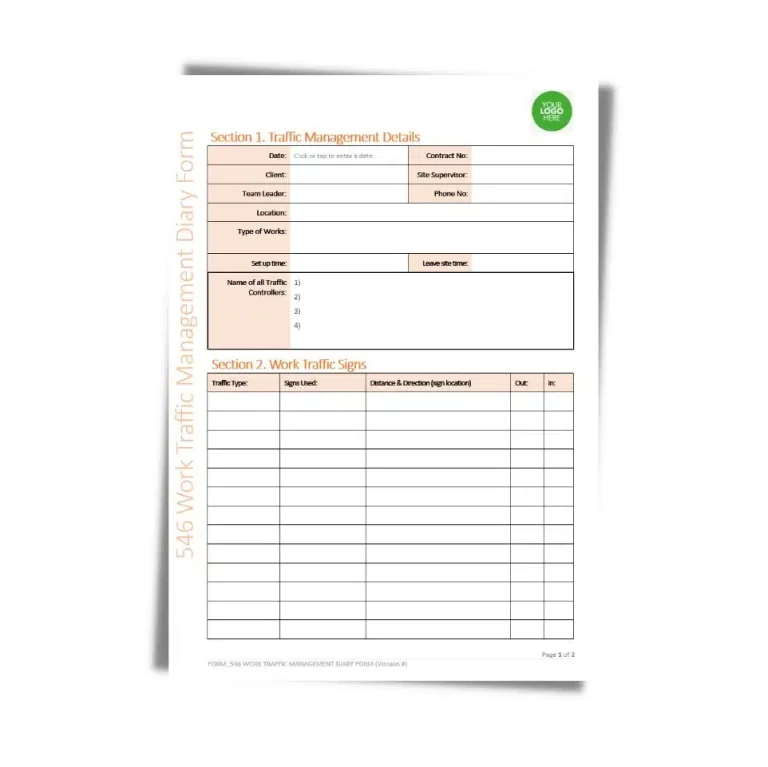 Work Traffic Management Diary Form 546 document preview