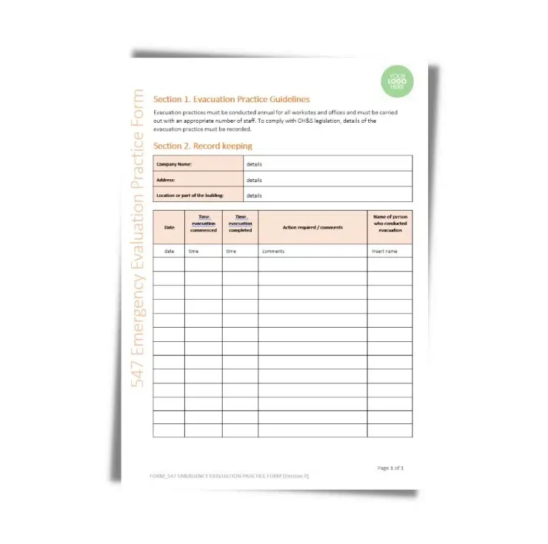 Emergency Evaluation Practice Form 547 document preview