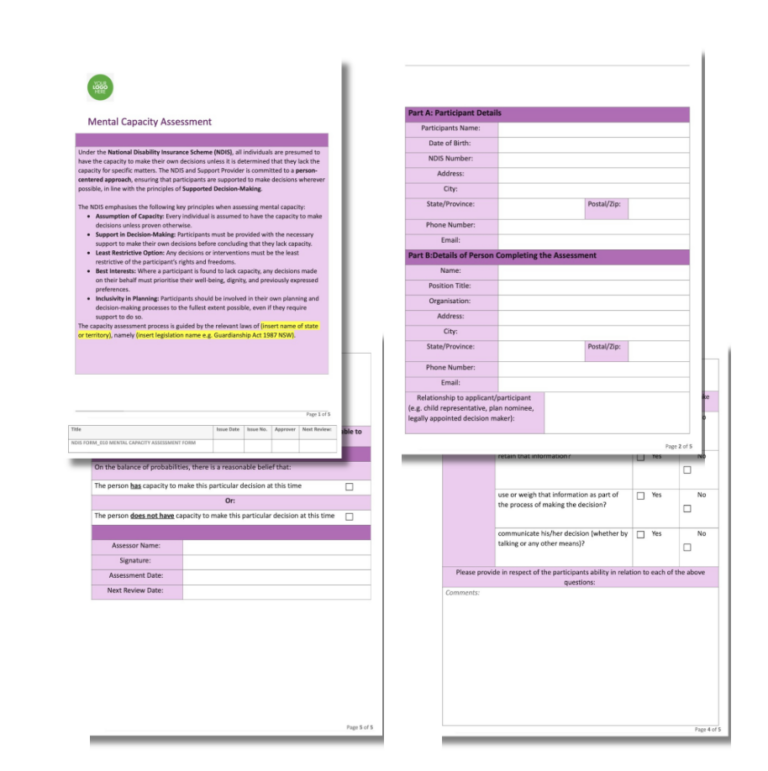Mental Capacity Assessment Form