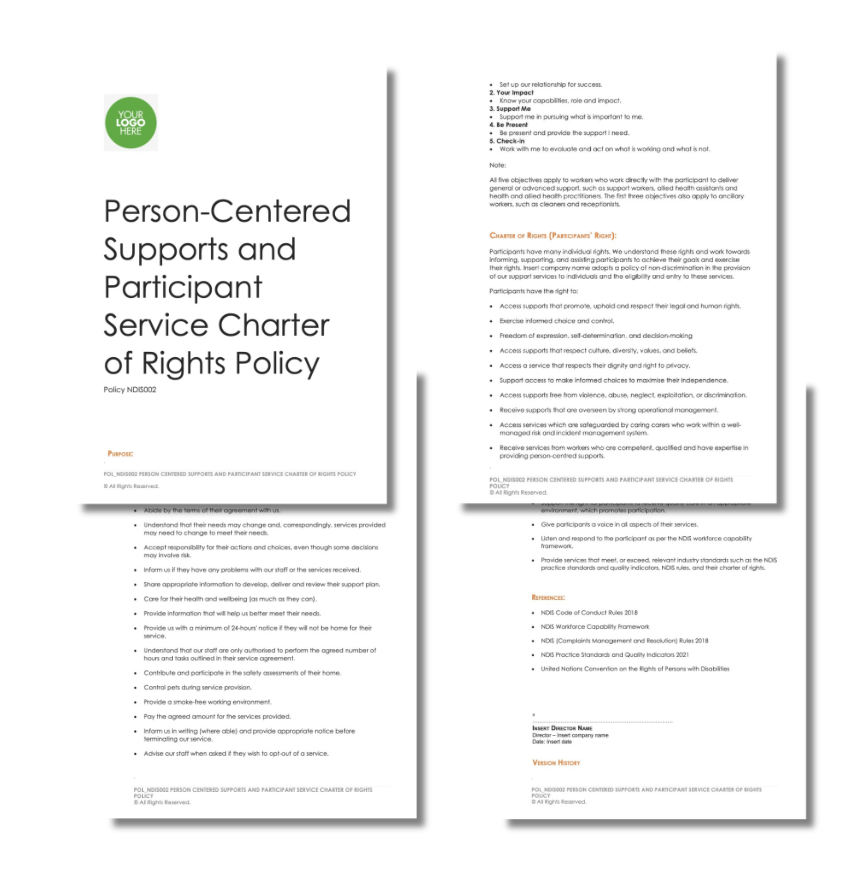 POL NDIS002 Person Centered Supports Policy and Participant Service Charter of Rights POL_NDIS002 - 1 Person Centered Supports Policy and Participant Service Charter of Rights