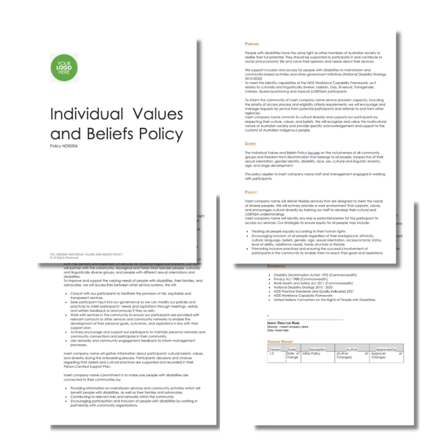POL NDIS006 Individual Values and Belief Policy POL_NDIS006 - 1 Individual Values and Belief Policy