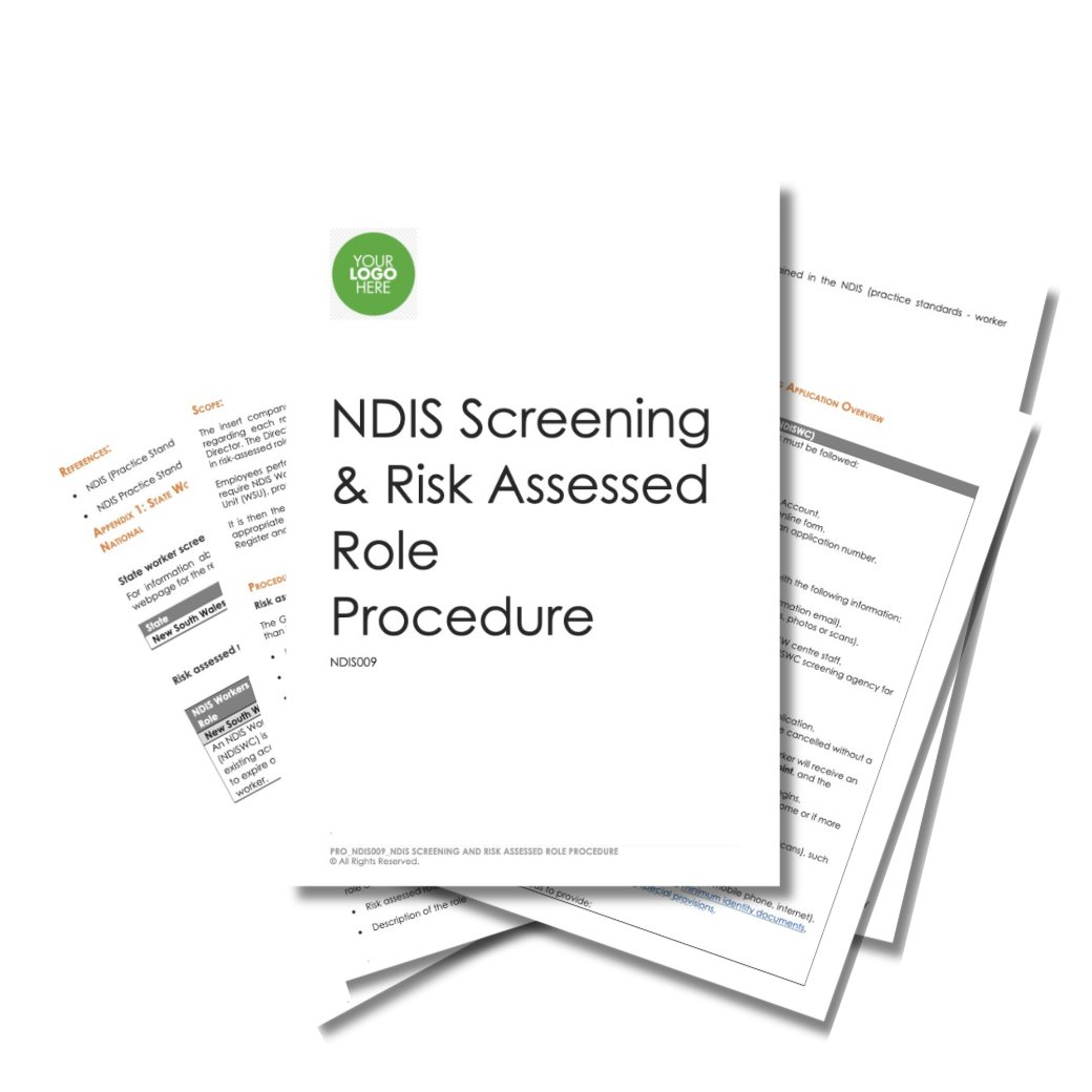 PRO NDIS009 Screening and Risk Assessed Role Procedure PRO_NDIS009 - 1 Screening and Risk Assessed Role Procedure